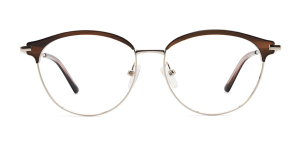 novel oval brown eyeglasses frames front view