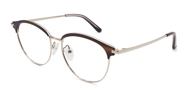 novel oval brown eyeglasses frames angled view