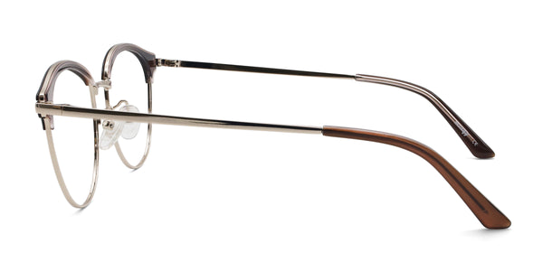 novel oval brown eyeglasses frames side view