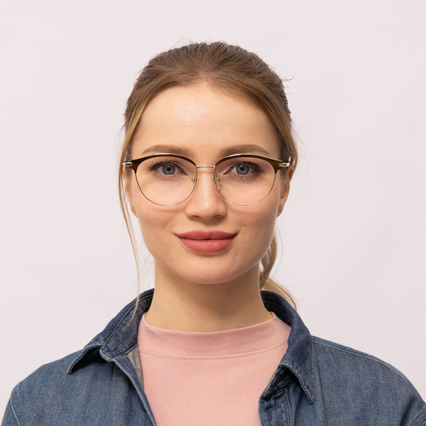 novel oval brown eyeglasses frames for women front view