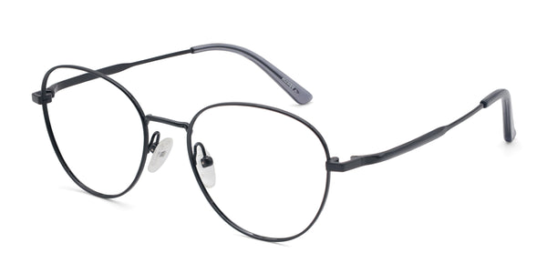 november oval black eyeglasses frames angled view