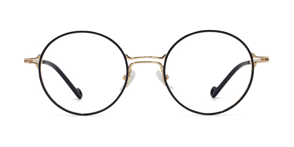 occasion round black gold eyeglasses frames front view
