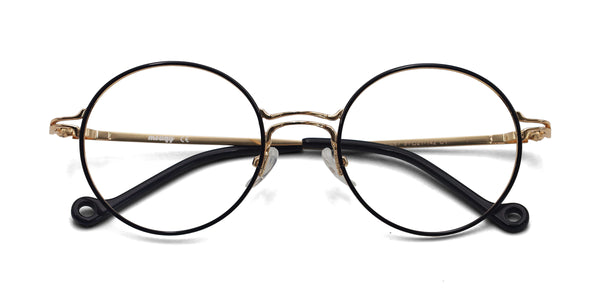 occasion round black gold eyeglasses frames top view