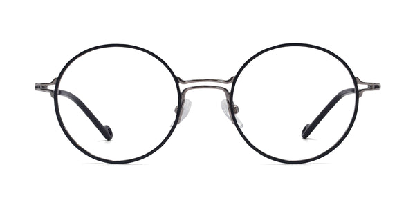 occasion round black gunmetal eyeglasses frames front view