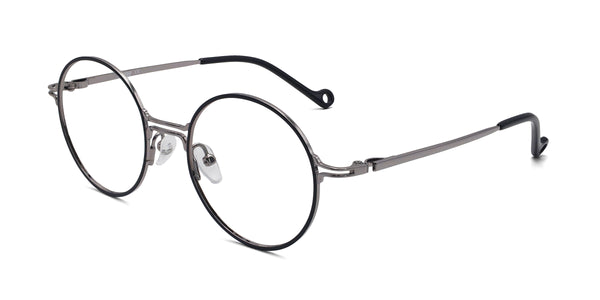 occasion round black gunmetal eyeglasses frames angled view