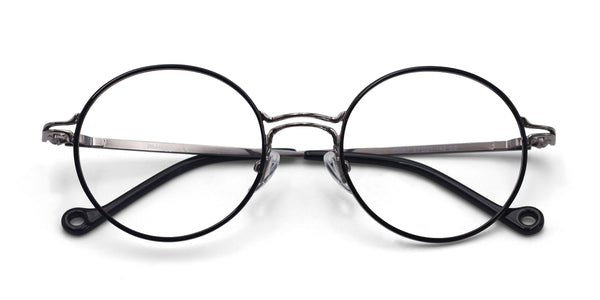 occasion round black gunmetal eyeglasses frames top view