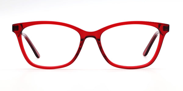 onward rectangle red eyeglasses frames front view