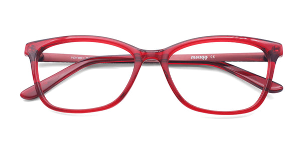 onward rectangle red eyeglasses frames top view