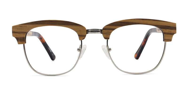 organic browline brown eyeglasses frames front view