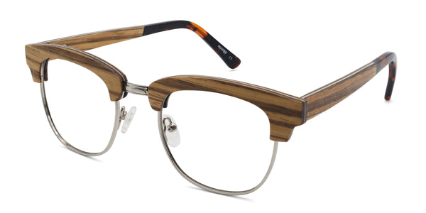 organic browline brown eyeglasses frames angled view