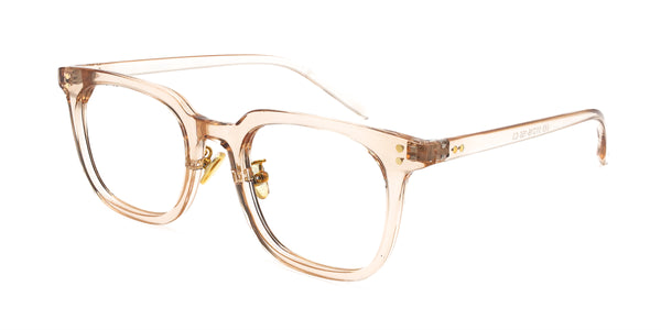 orient square transparent pink eyeglasses frames angled view