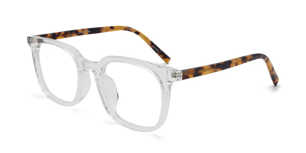 oscar square transparent tortoise eyeglasses frames angled view