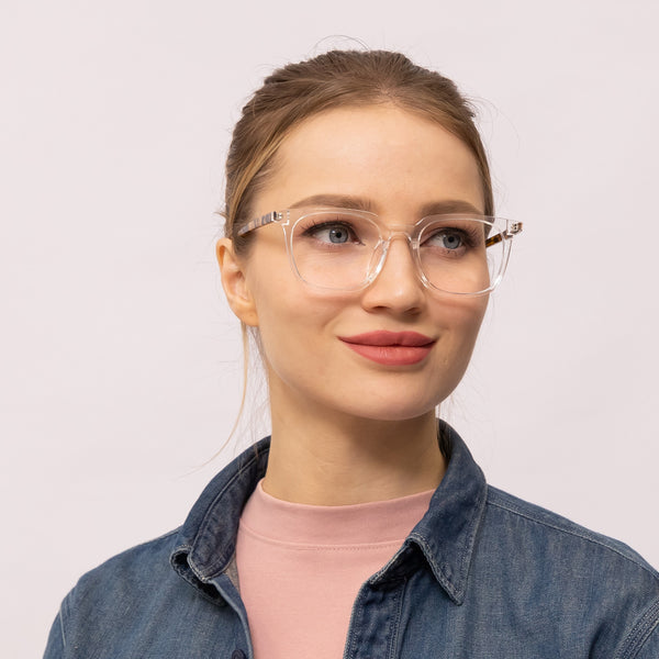 oscar square transparent tortoise eyeglasses frames for women side view