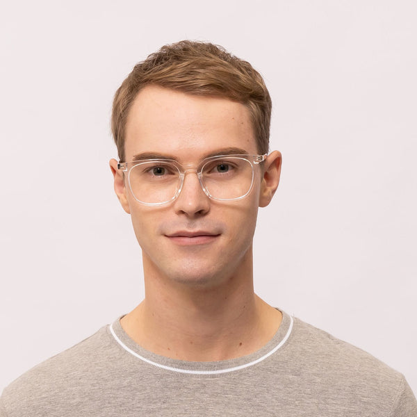 oscar square transparent tortoise eyeglasses frames for men front view
