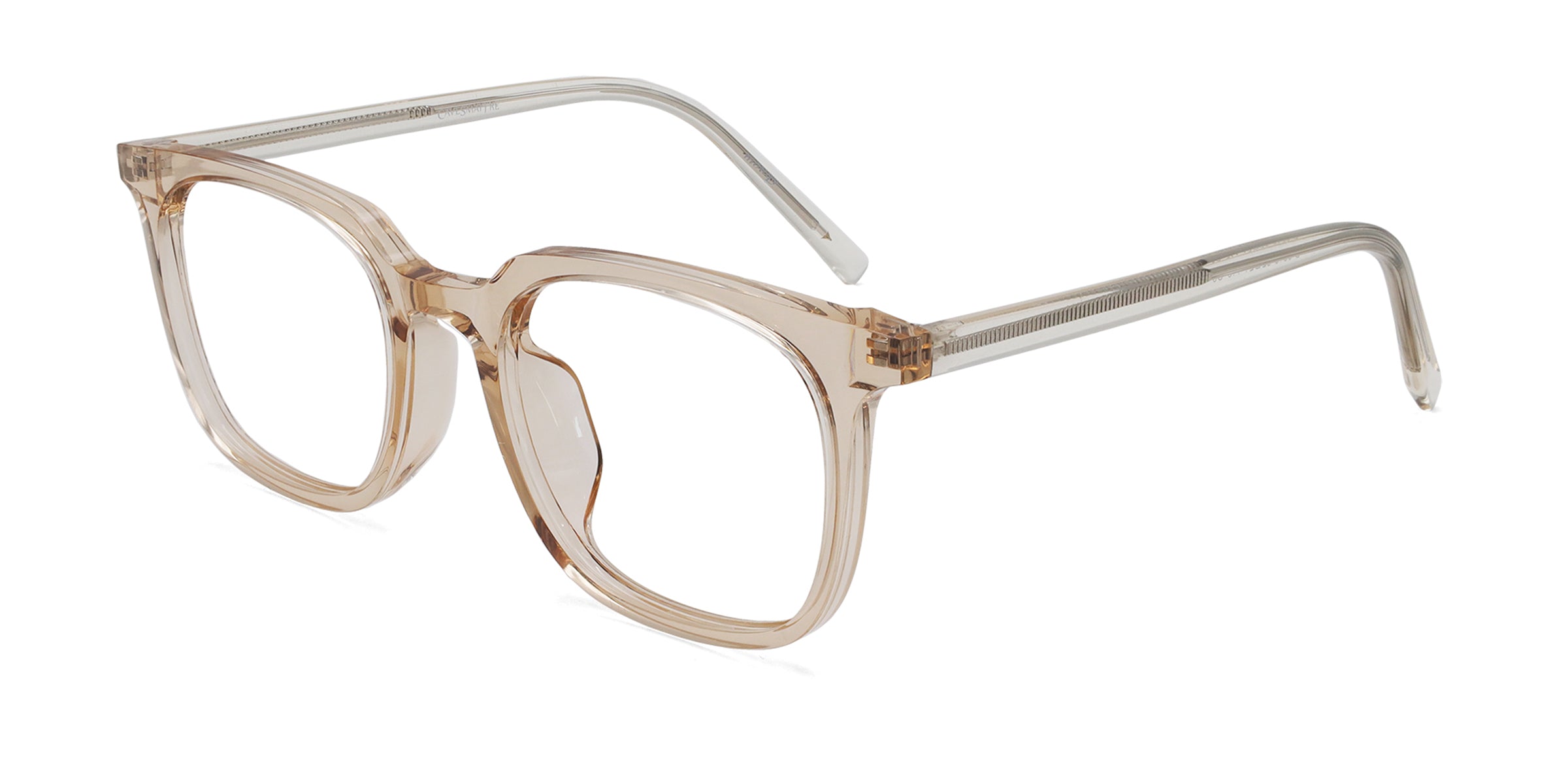 oscar square transparent brown eyeglasses frames angled view