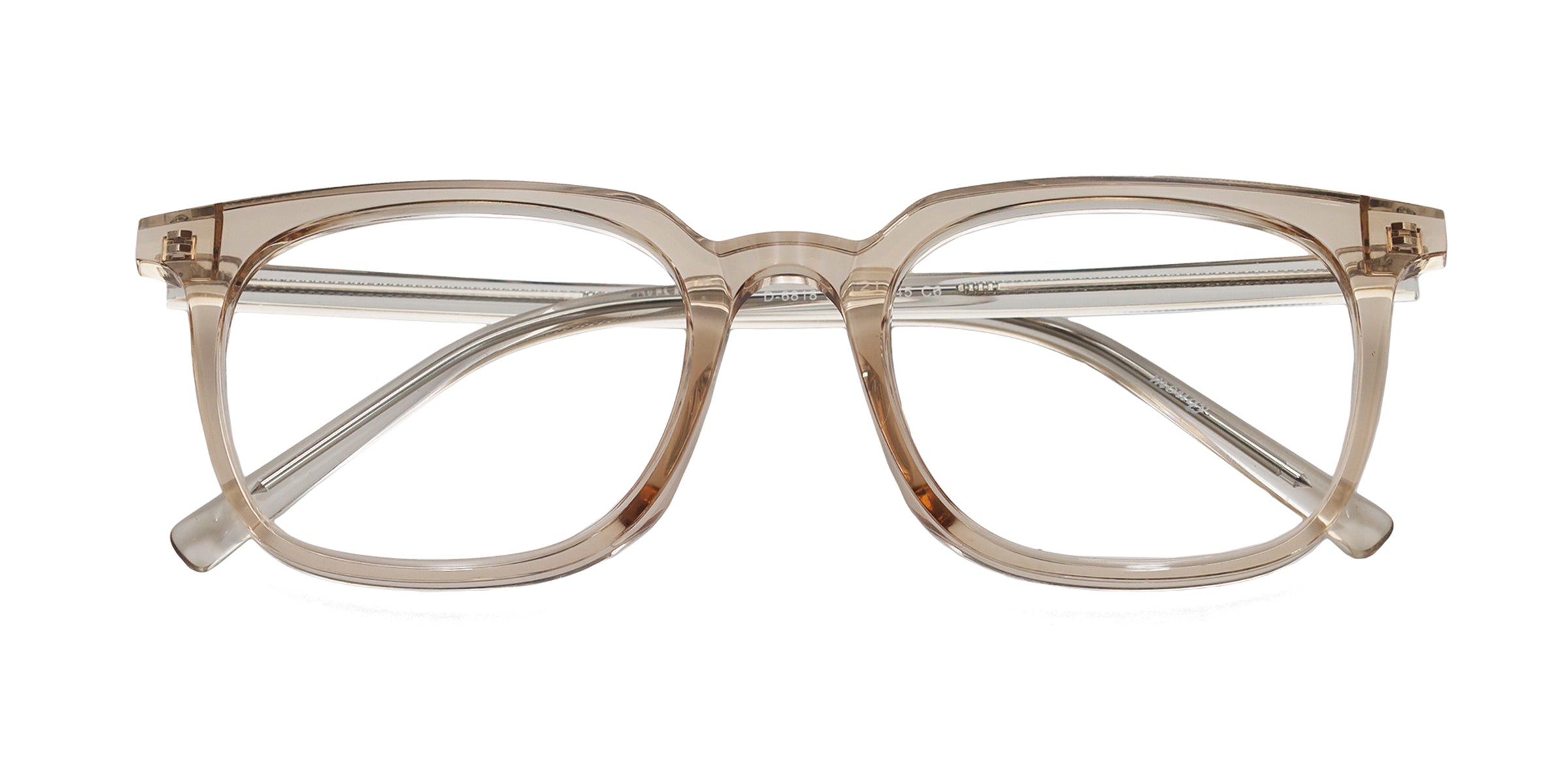 oscar square transparent brown eyeglasses frames top view