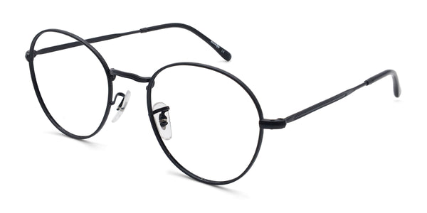 owen oval black eyeglasses frames angled view