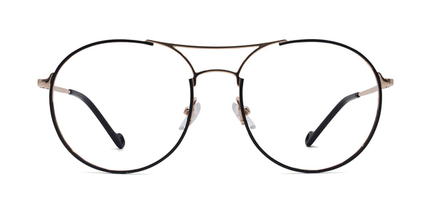 pacific aviator black gold eyeglasses frames front view