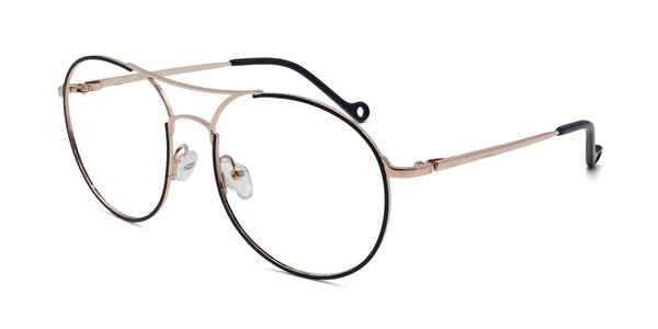 pacific aviator black gold eyeglasses frames angled view