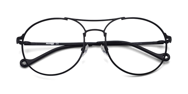 pacific aviator matte black eyeglasses frames top view