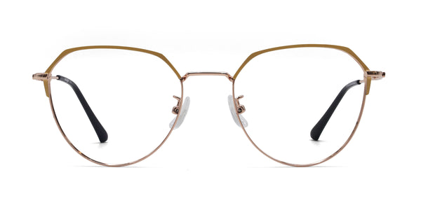 pearl geometric yellow eyeglasses frames front view
