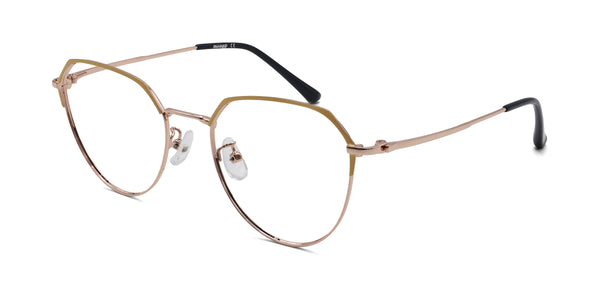 pearl geometric yellow eyeglasses frames angled view