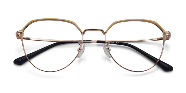 pearl geometric yellow eyeglasses frames top view