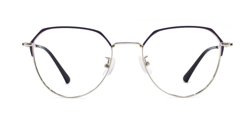 pearl geometric purple eyeglasses frames front view