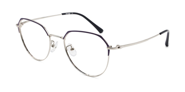 pearl geometric purple eyeglasses frames angled view