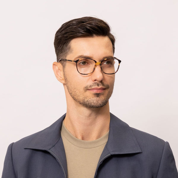 peony square tortoise eyeglasses frames for men side view