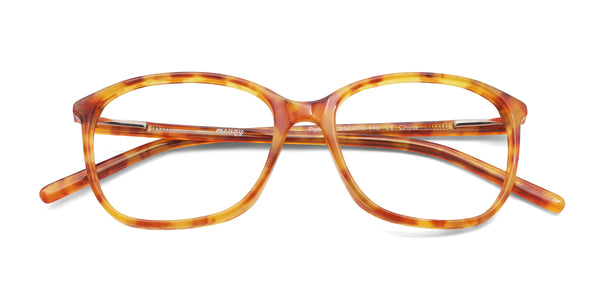 peony square orange tortoise eyeglasses frames top view