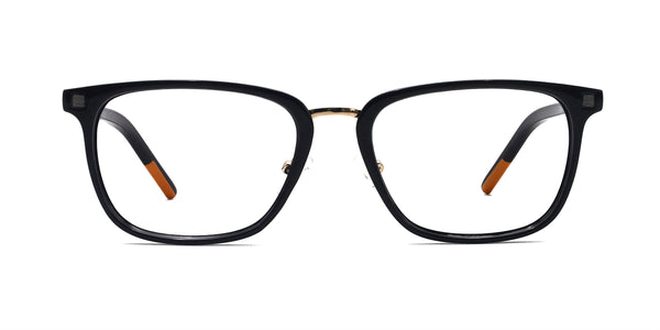 peter rectangle shiny black eyeglasses frames front view