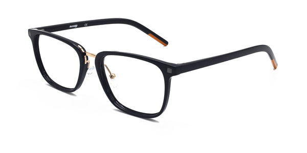 peter rectangle shiny black eyeglasses frames angled view
