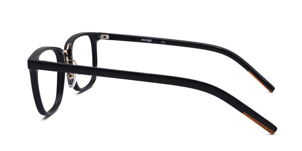 peter rectangle shiny black eyeglasses frames side view