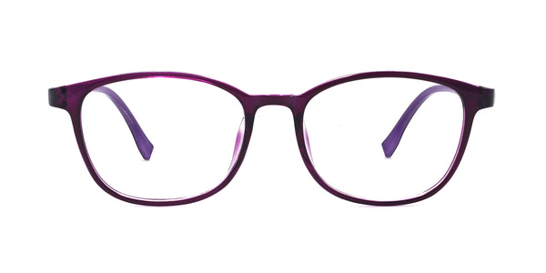 playful rectangle purple eyeglasses frames front view