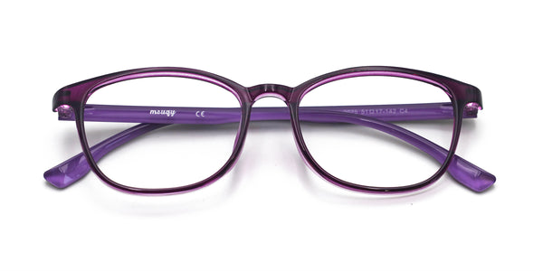 playful rectangle purple eyeglasses frames top view