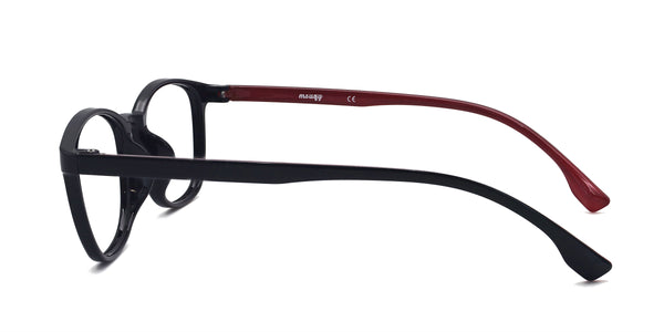 playful rectangle shiny black eyeglasses frames side view