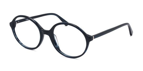 potter round navy blue eyeglasses frames angled view