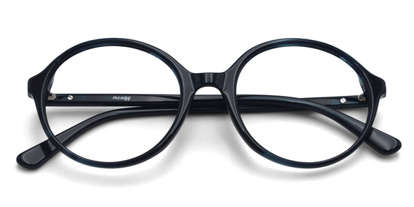 potter round navy blue eyeglasses frames top view
