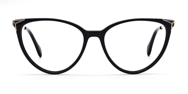 precious cat-eye black eyeglasses frames front view