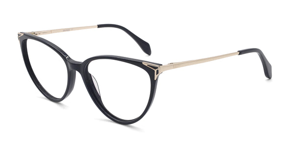 precious cat-eye black eyeglasses frames angled view