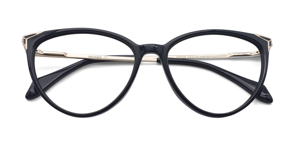 precious cat-eye black eyeglasses frames top view