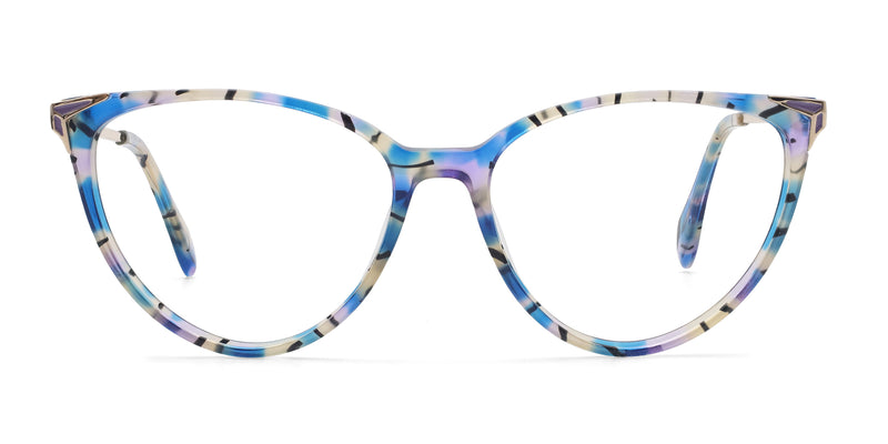 precious cat-eye blue eyeglasses frames front view