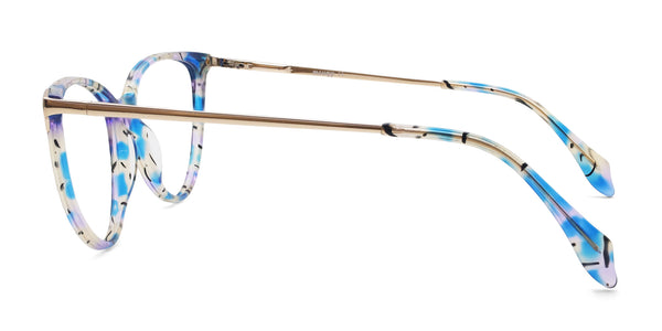 precious cat-eye blue eyeglasses frames side view