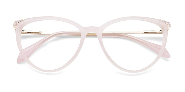 precious cat-eye pink eyeglasses frames top view