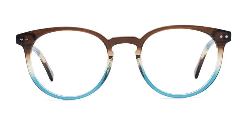 preston round brown eyeglasses frames front view