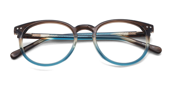 preston round brown eyeglasses frames top view