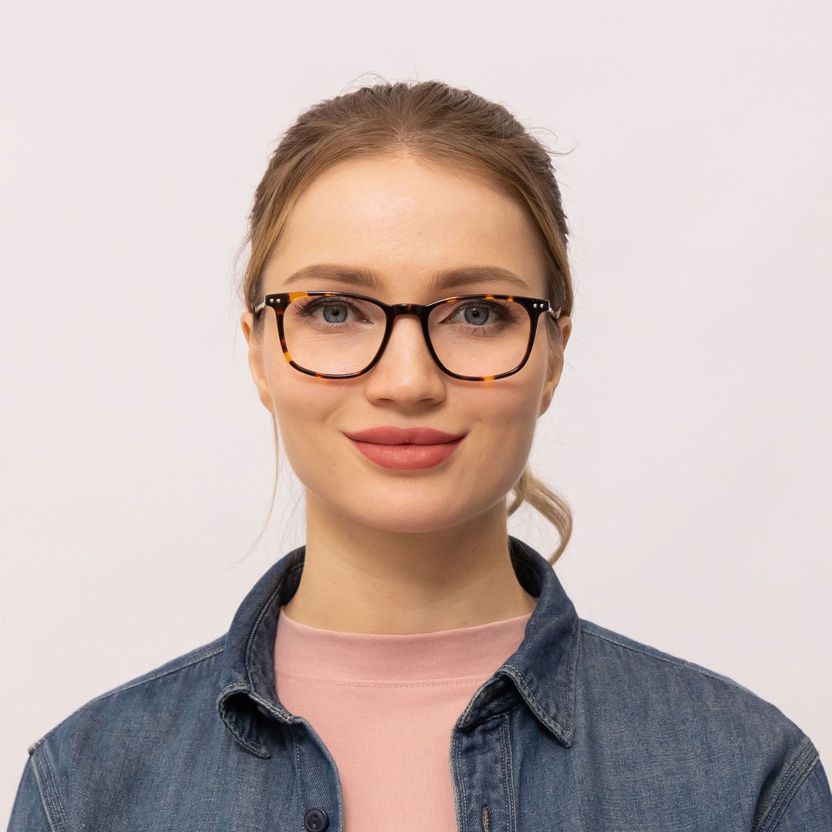 queen square tortoise eyeglasses frames for women front view