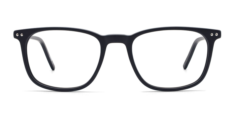 queen square black eyeglasses frames front view