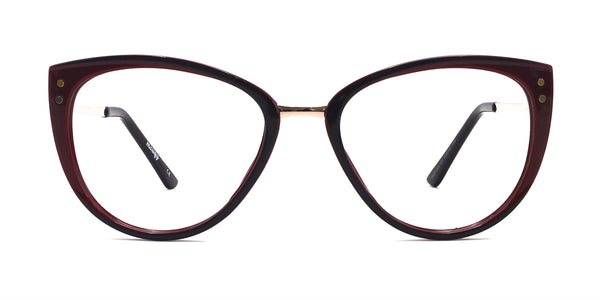 queenie cat eye red gold eyeglasses frames front view